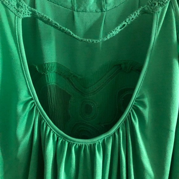 MARCIANO “Silk - Sheer- Crochet” 🟢Emerald Green Tank Top - Picture 5 of 12